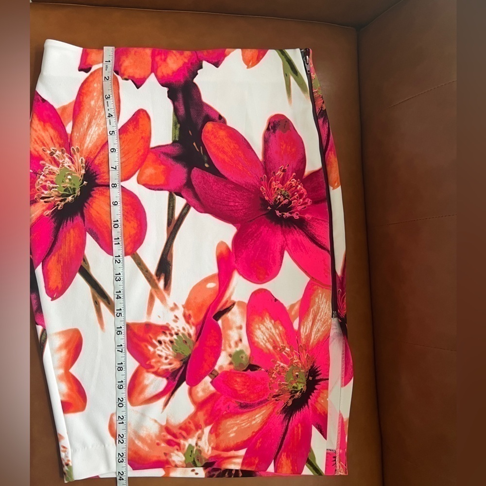 Worthington Women’s Midi Straight Pencil Vibrant Multicolored Floral Skirt 10P - Picture 7 of 11